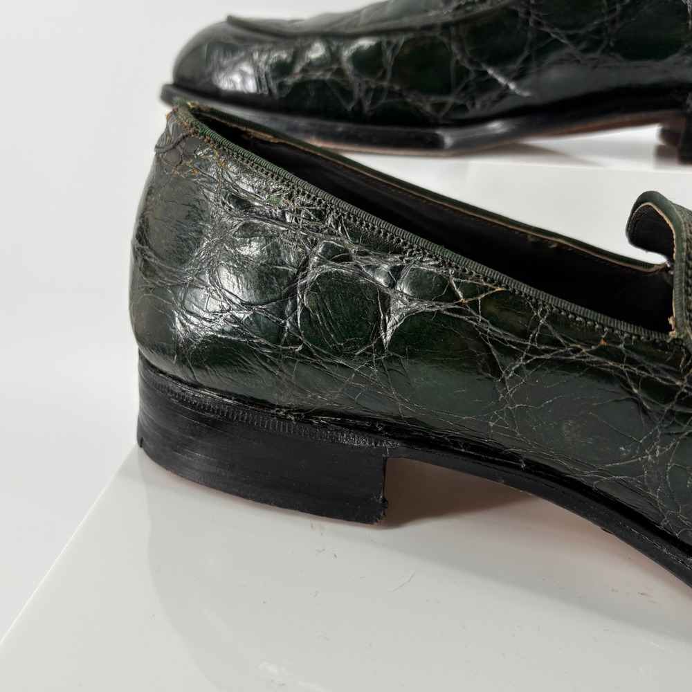 Vintage FootJoy Genuine Alligator Crocodile Loafer Green Exotic Leather Men 10.5 - Picture 6 of 16